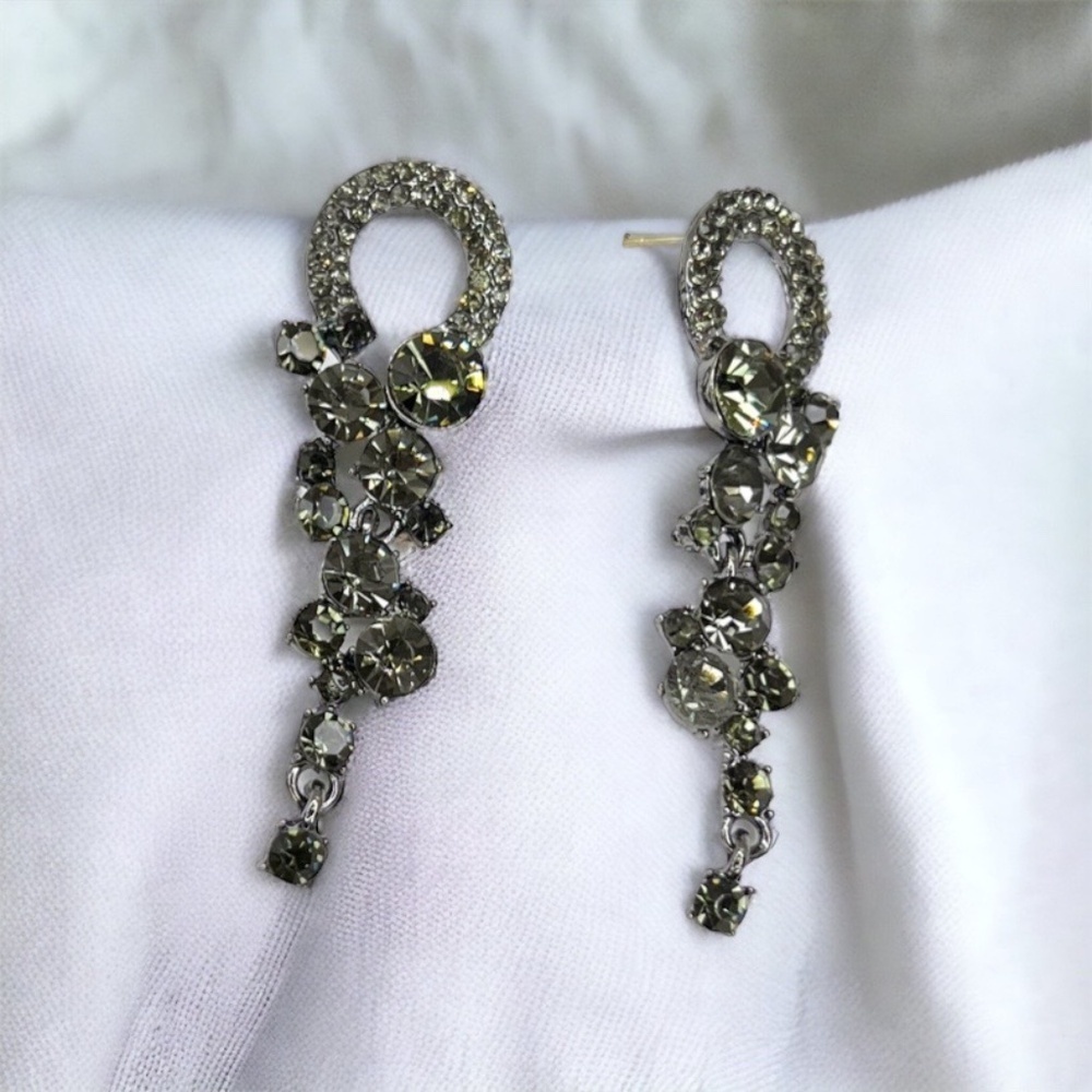 Sparkle & Shine Rhinestone Drop Earrings – Crystal & Black Glam (NWT) - Picture 6 of 7
